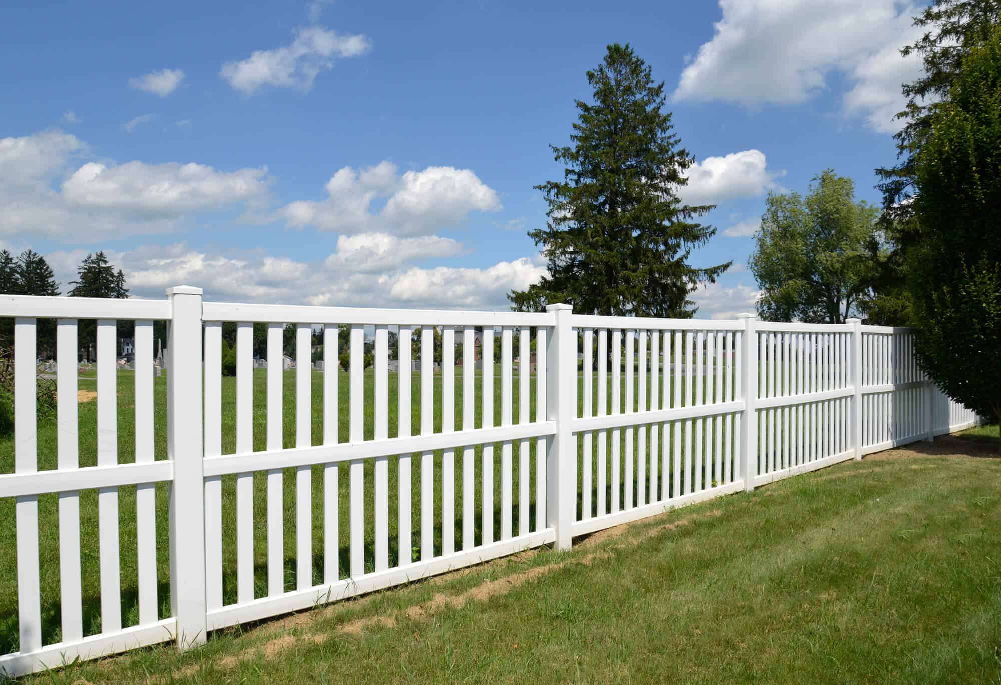 White vinyl privacy fence installed at a Los Angeles residence