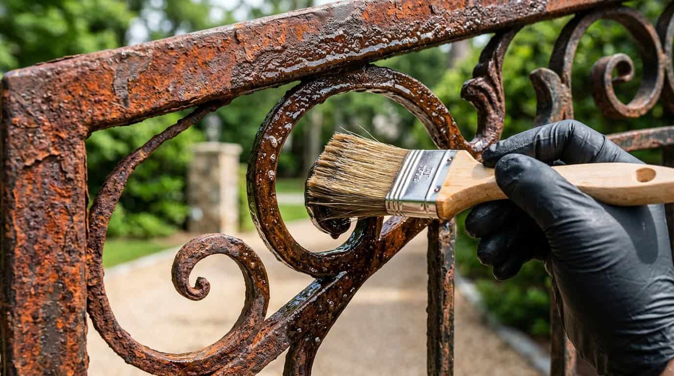 Steel gate protected against corrosion